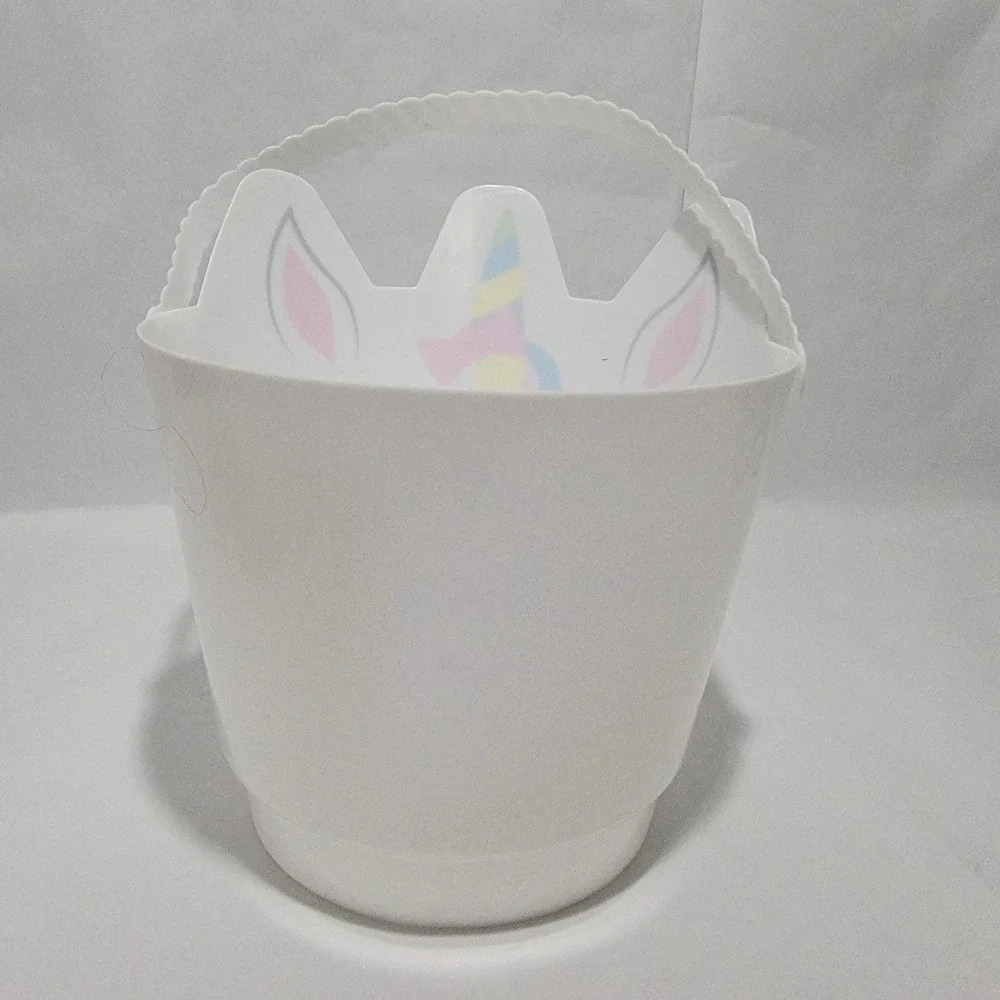 Unicorn Plastic Halloween Trick or Treat Bucket Easter Pail with Handle set of 6